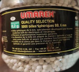 Boite de 5000 billes 6MM UMAREX de 0,20 g Blanc Quality selection - Airsoft - SUPER PROMO